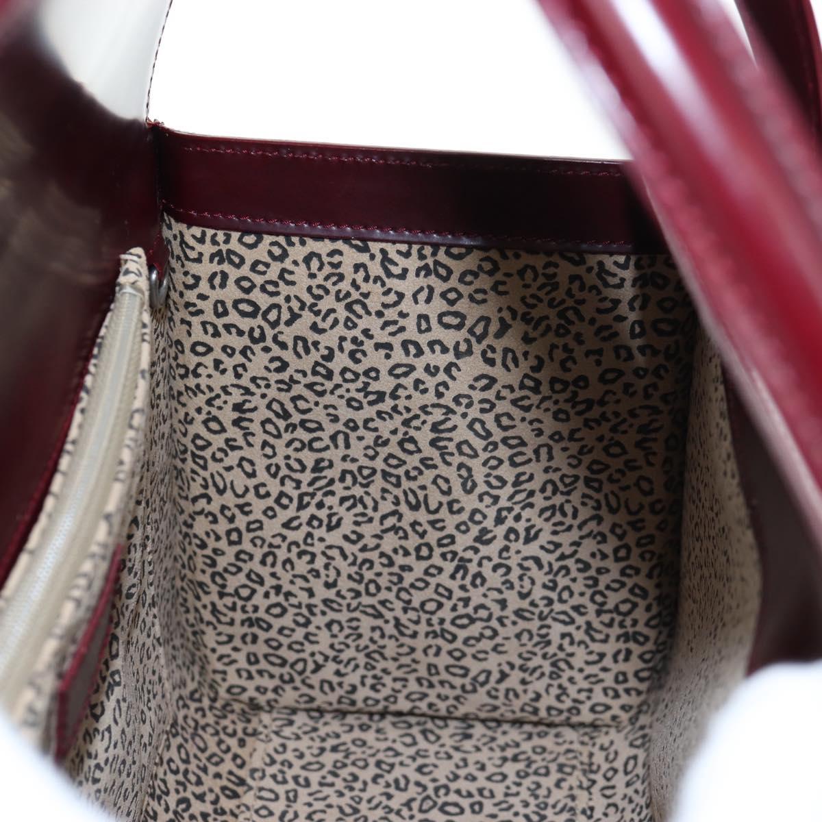 CARTIER PANTHERE Hand Bag Leather Bordeaux Silver Auth 191965V