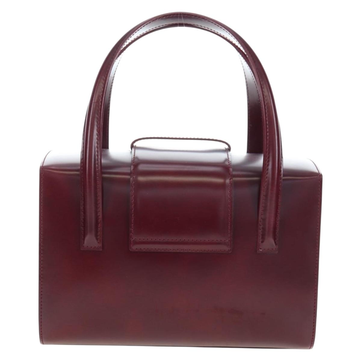 CARTIER PANTHERE Hand Bag Leather Bordeaux Silver Auth 191965V