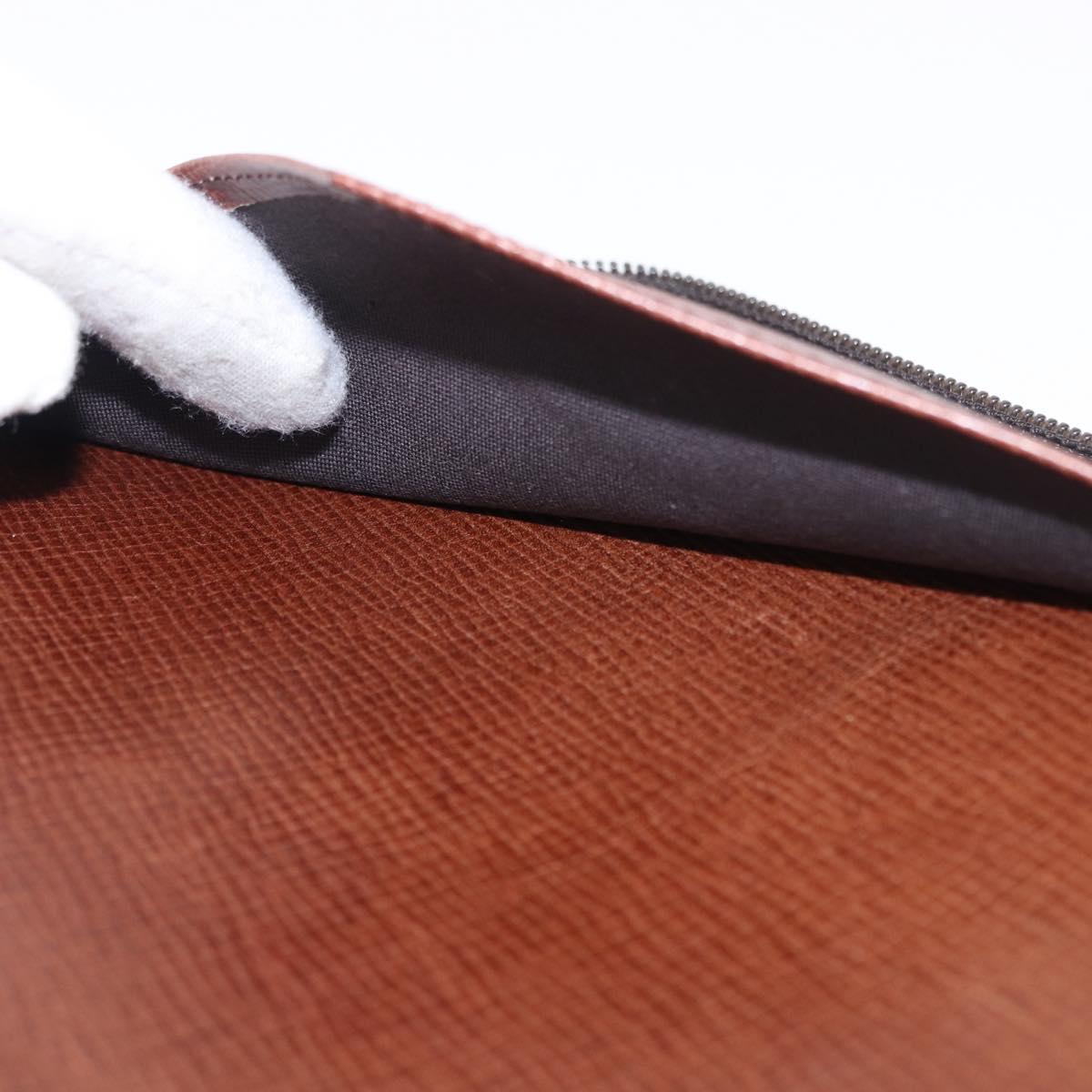 FENDI Zucca Canvas Document Bag PVC Brown Silver Auth 191966V