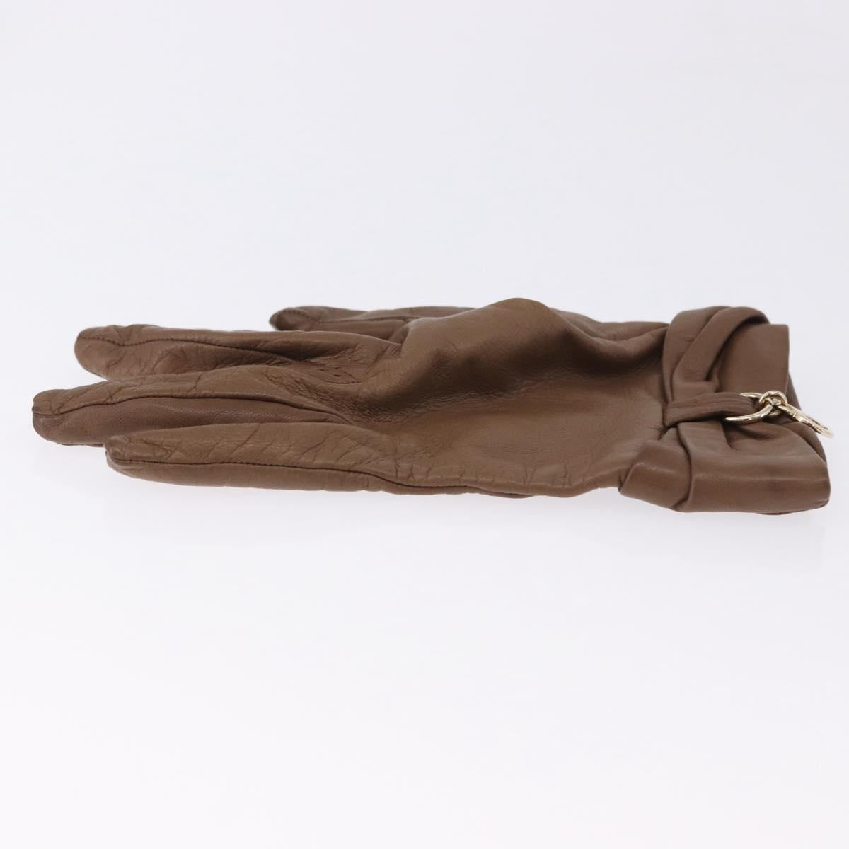 GUCCI Gloves Leather Brown Auth 191970V