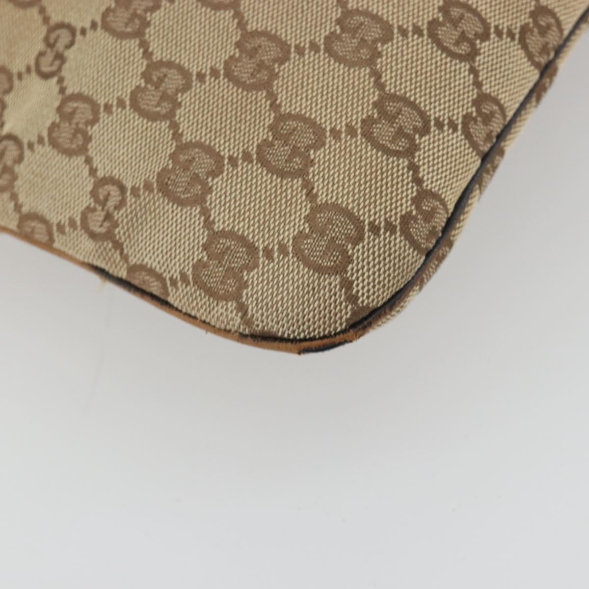 GUCCI GG Canvas Web Sherry Line Shoulder Bag Beige Silver Auth 191971A