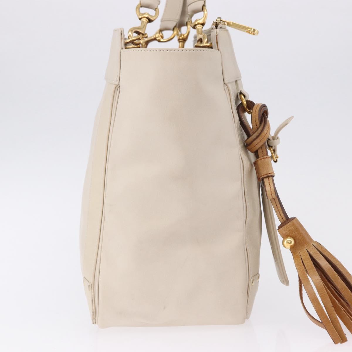Chloe Eden Tote Bag Leather Ivory Gold Auth 191972A
