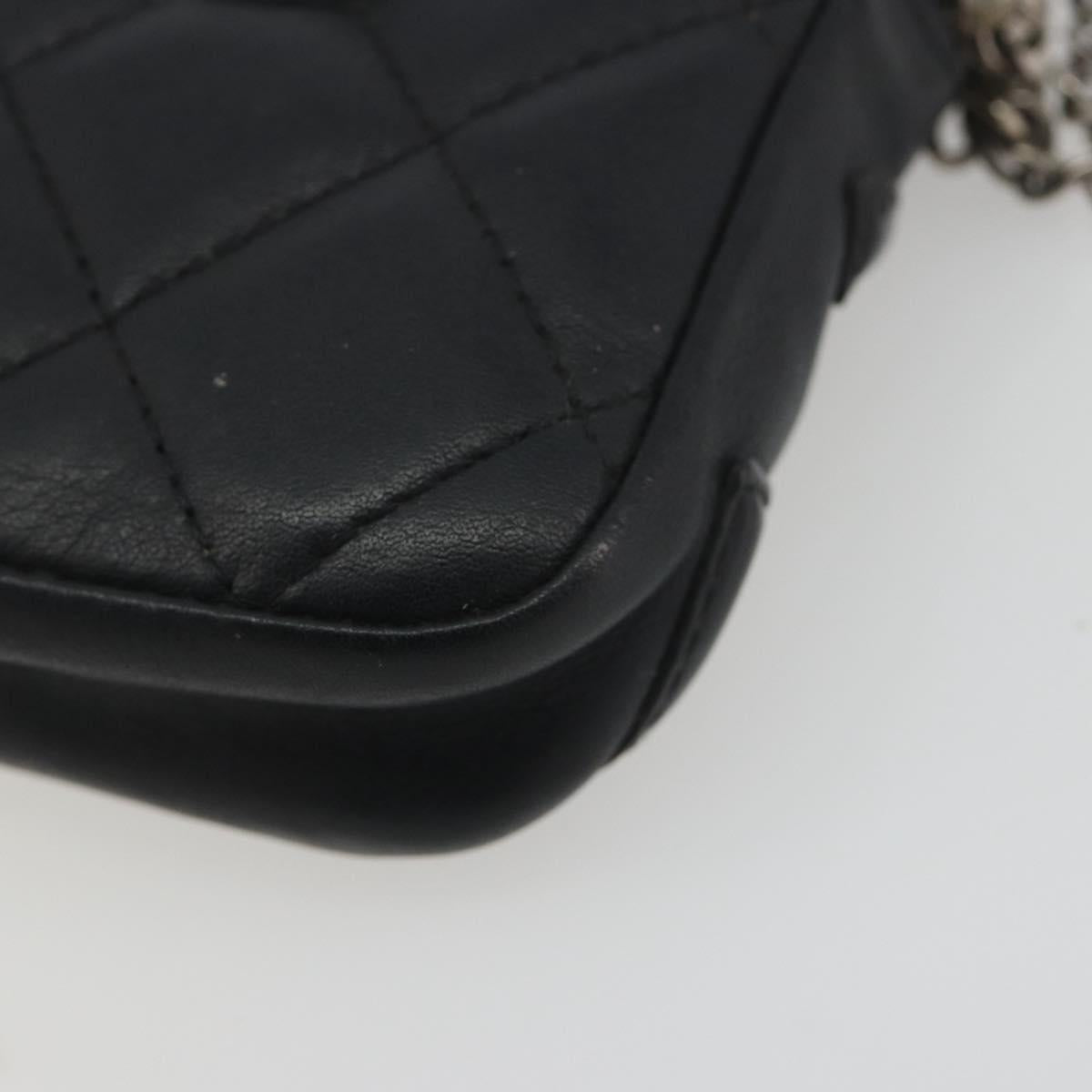 CHANEL Matelasse Cambon Line Pouch Lamb Skin Black CC Auth 191973A