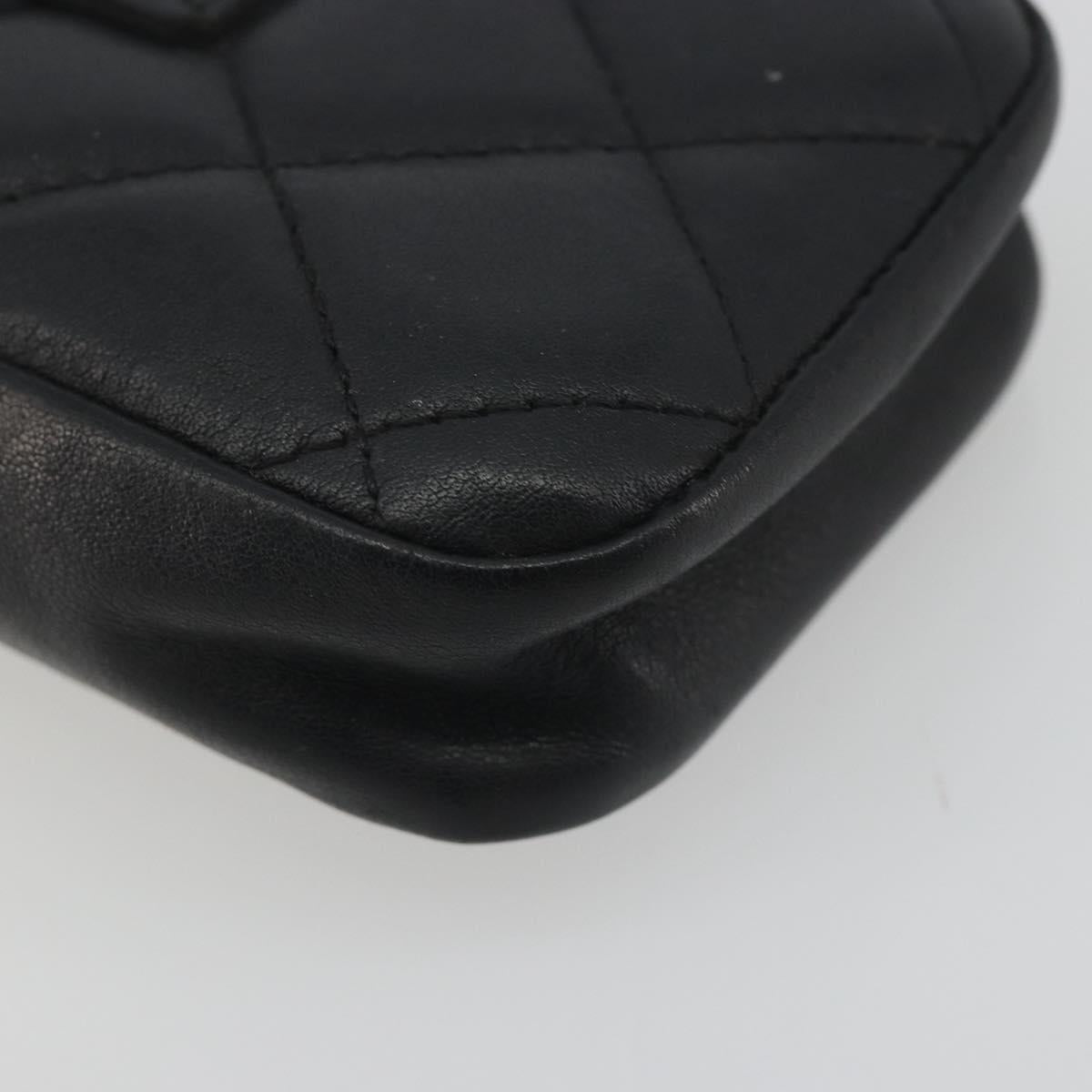 CHANEL Matelasse Cambon Line Pouch Lamb Skin Black CC Auth 191973A