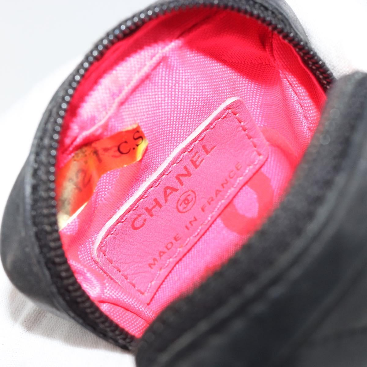 CHANEL Matelasse Cambon Line Pouch Lamb Skin Black CC Auth 191973A