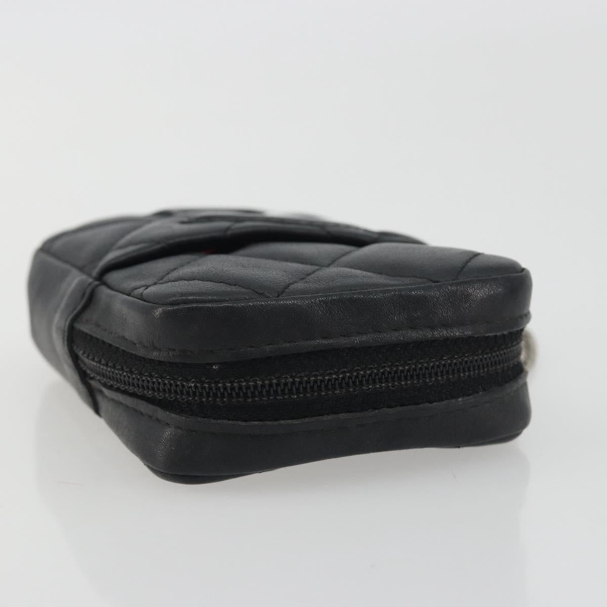 CHANEL Matelasse Cambon Line Pouch Lamb Skin Black CC Auth 191973A