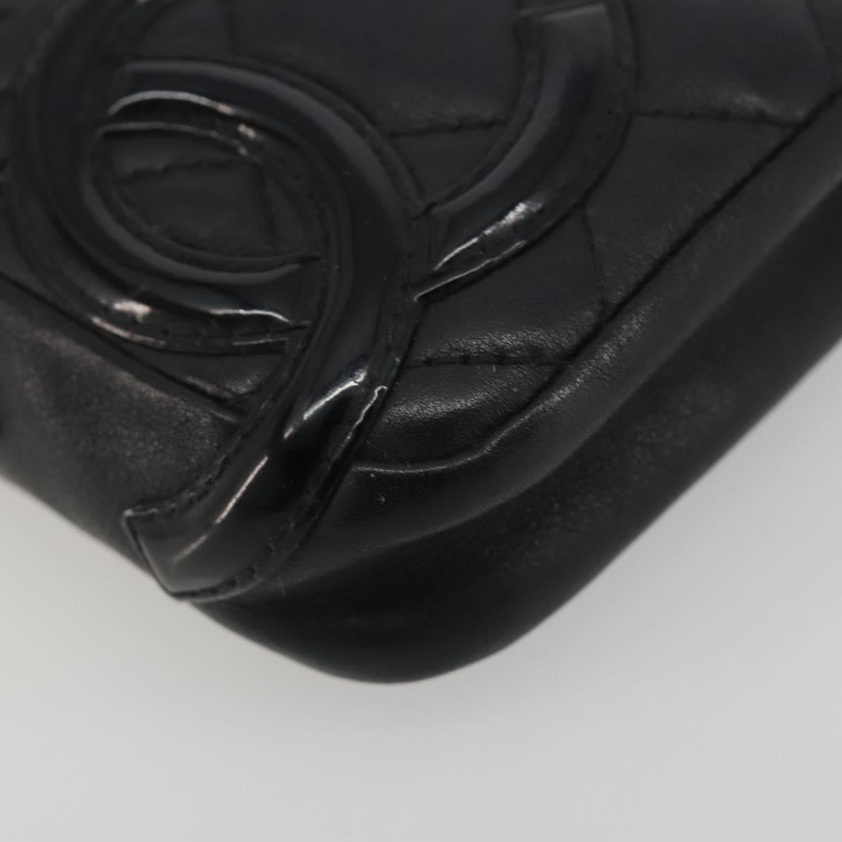 CHANEL Matelasse Cambon Line Pouch Lamb Skin Black CC Auth 191973A