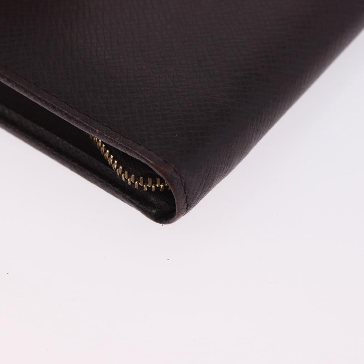 LOUIS VUITTON Taiga Porte Billets Monnaie Zip Wallet Acajou M30676 Auth 191974