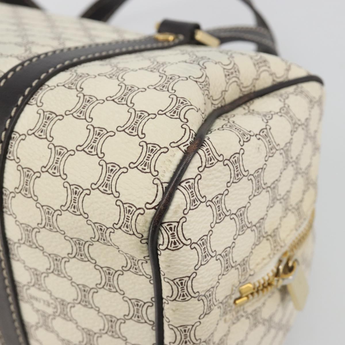 CELINE Macadam Canvas Hand Bag PVC Leather Ivory Gold Auth 191981A