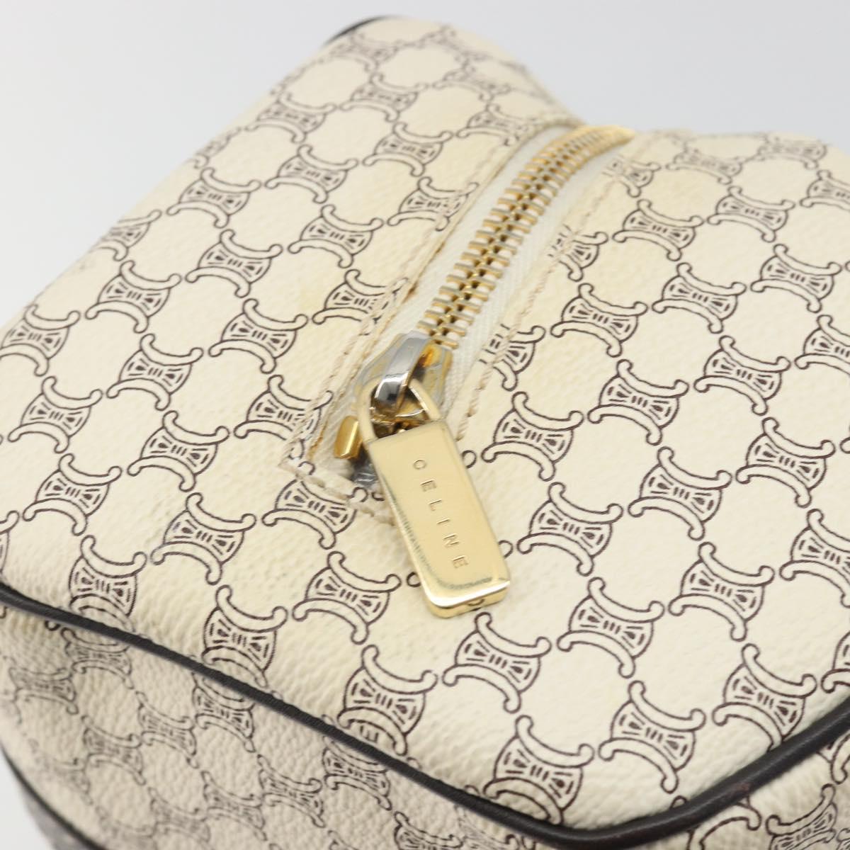 CELINE Macadam Canvas Hand Bag PVC Leather Ivory Gold Auth 191981A