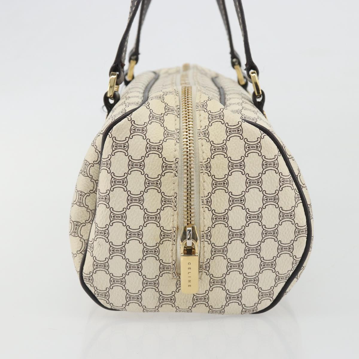 CELINE Macadam Canvas Hand Bag PVC Leather Ivory Gold Auth 191981A