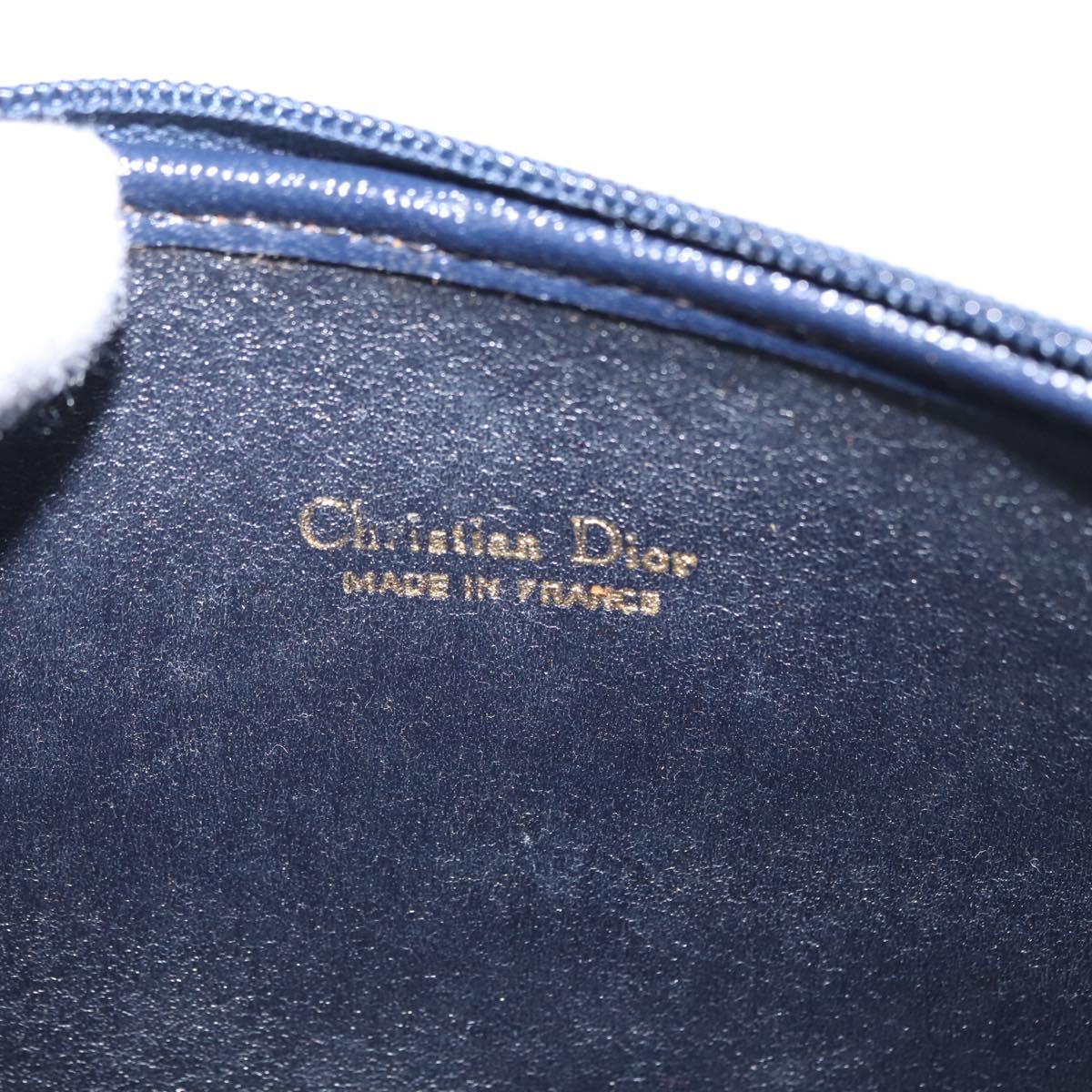 Christian Dior Trotter Canvas Pouch Navy Gold Auth 191983A