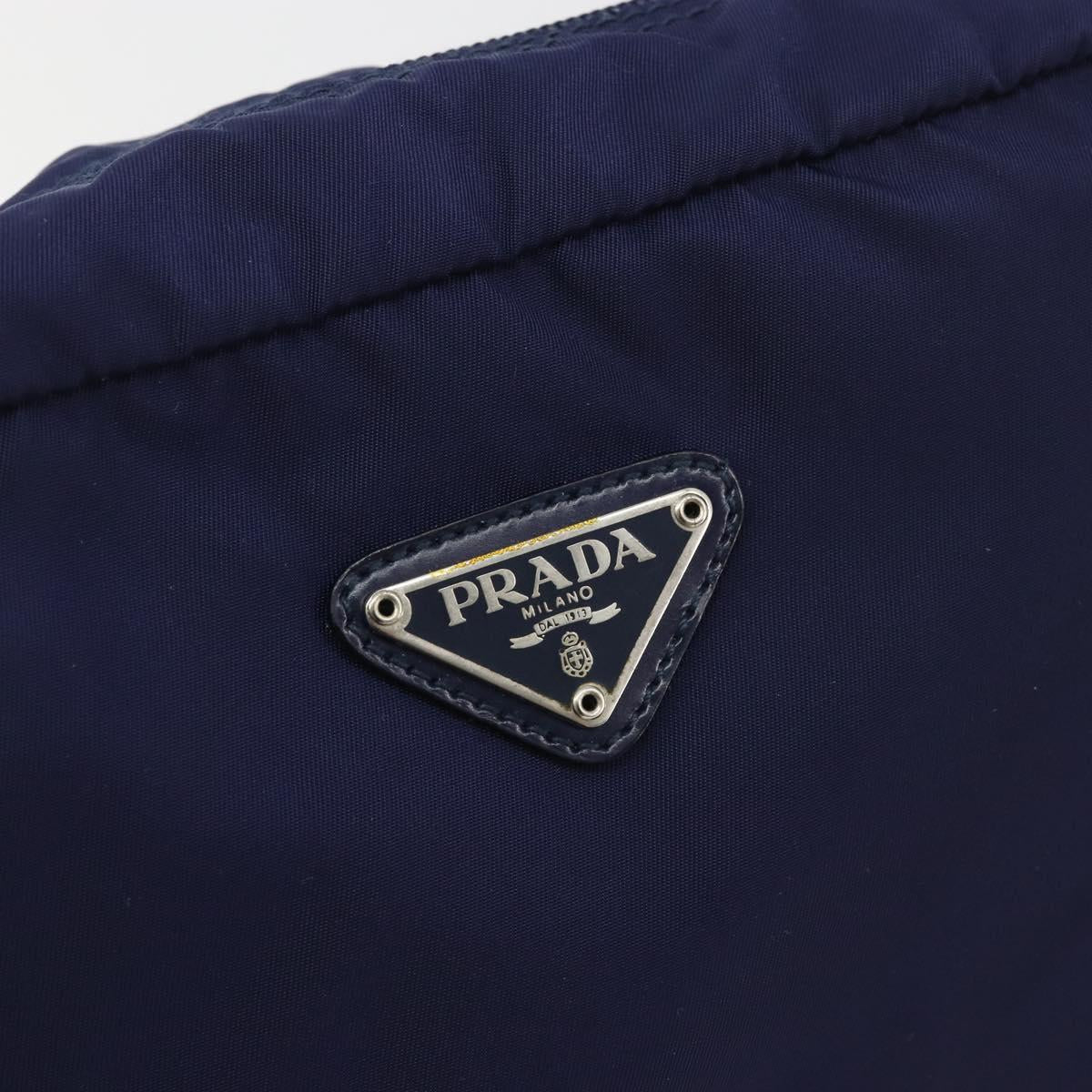 PRADA Pouch Nylon Navy Silver Auth 191985A