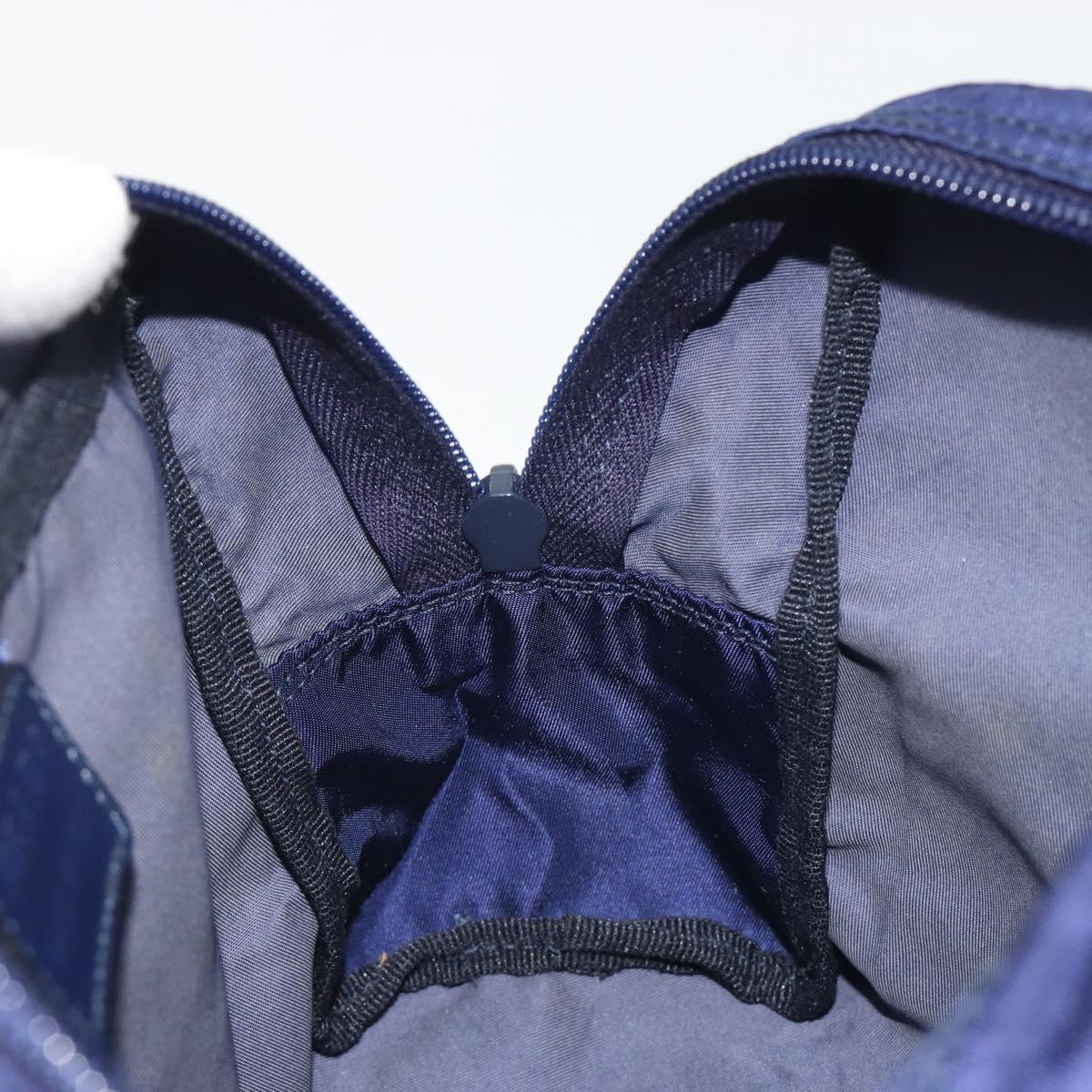 PRADA Pouch Nylon Navy Silver Auth 191985A