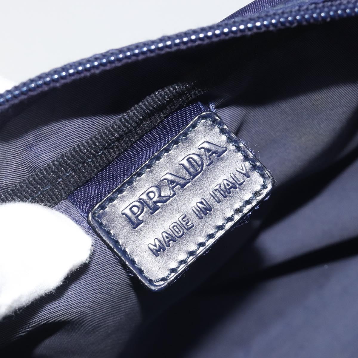 PRADA Pouch Nylon Navy Silver Auth 191985A