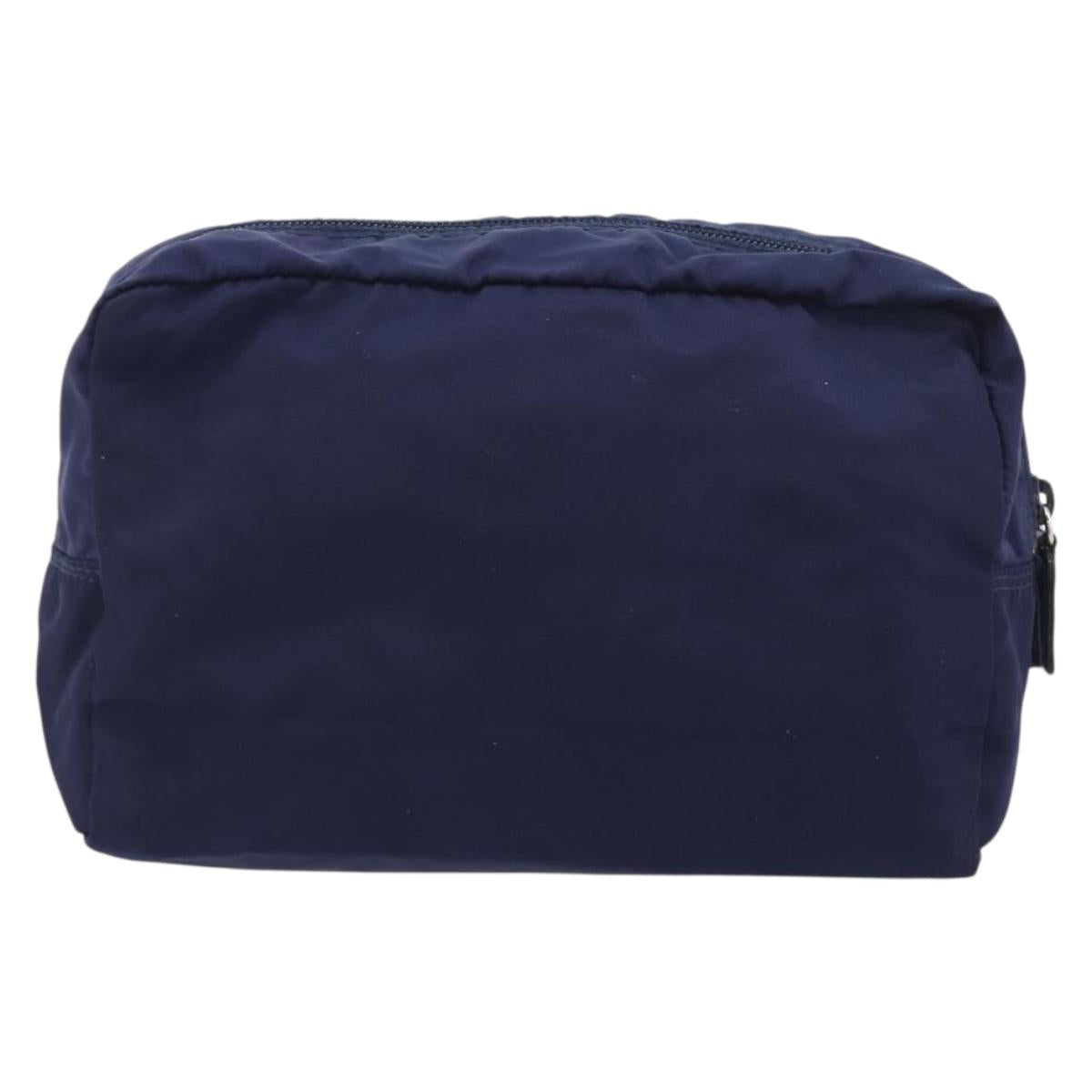 PRADA Pouch Nylon Navy Silver Auth 191985A