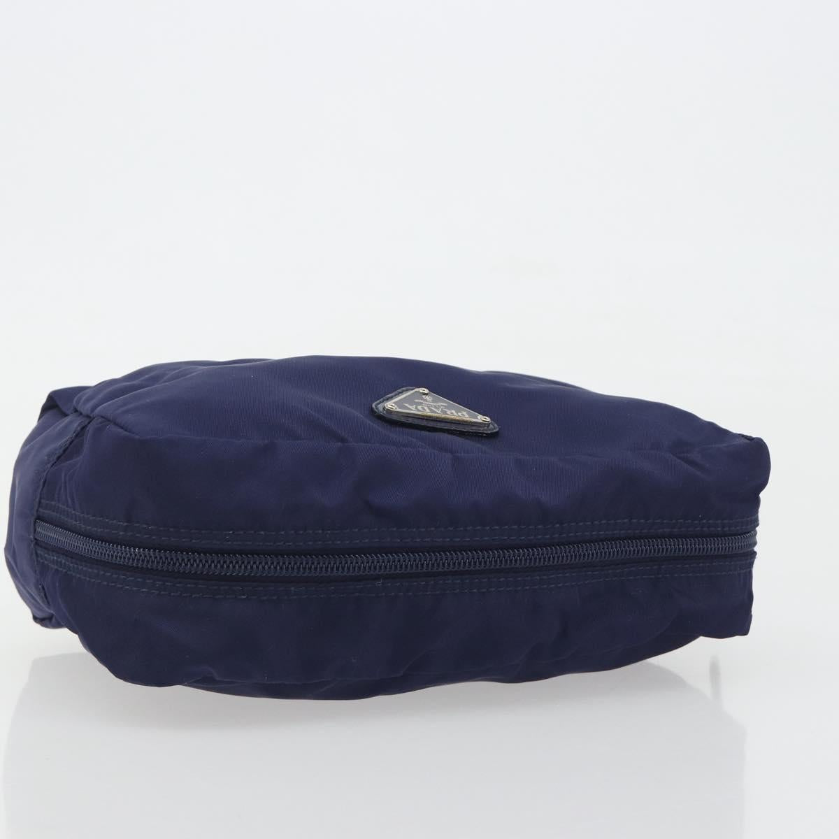 PRADA Pouch Nylon Navy Silver Auth 191985A