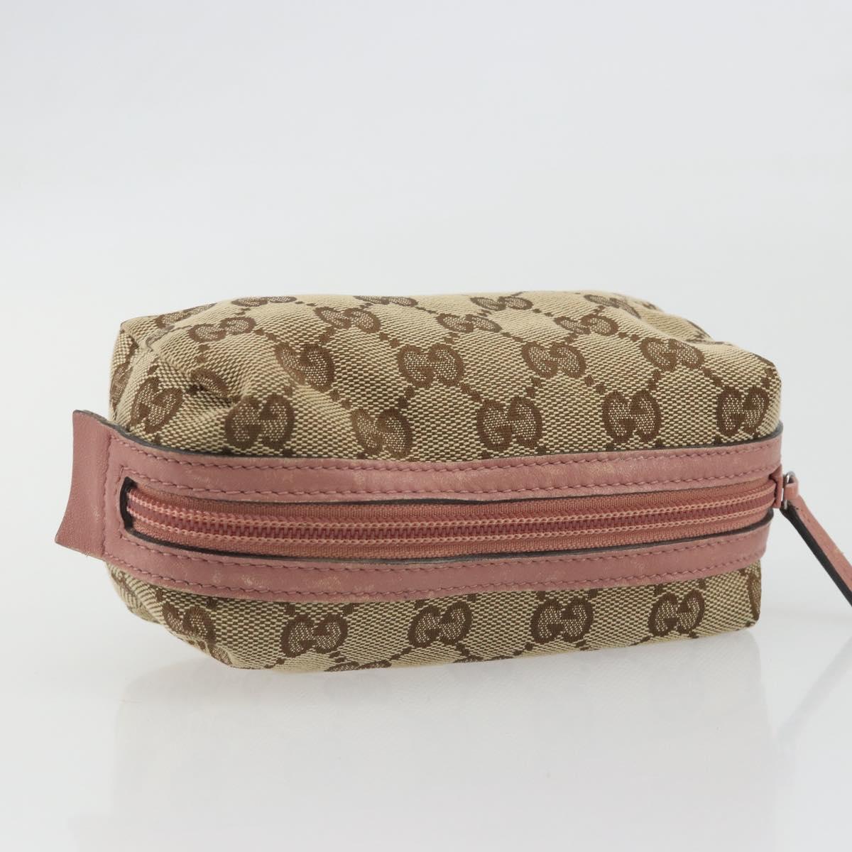 GUCCI GG Canvas Pouch Beige Silver 245947 Auth 191986