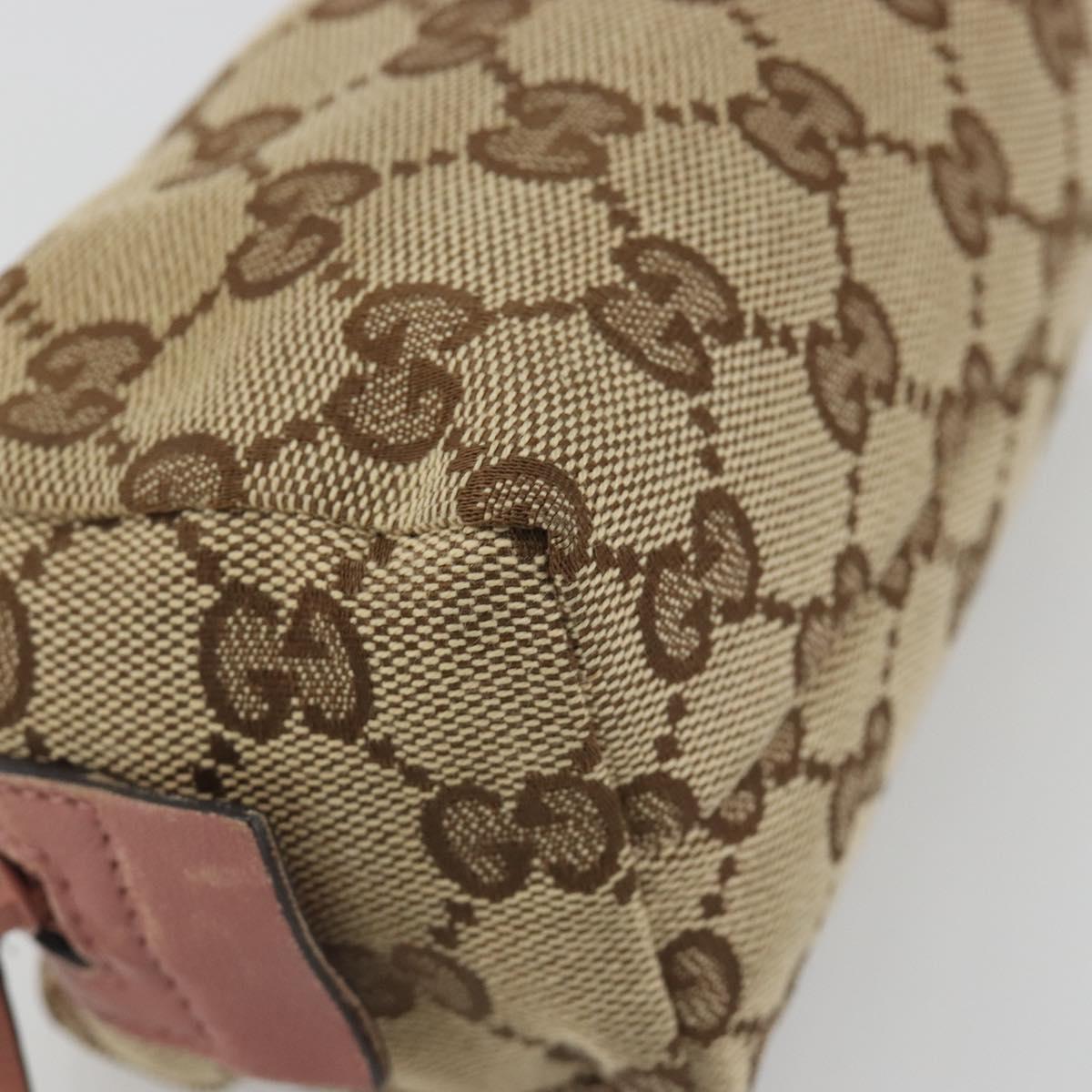 GUCCI GG Canvas Pouch Beige Silver 245947 Auth 191986