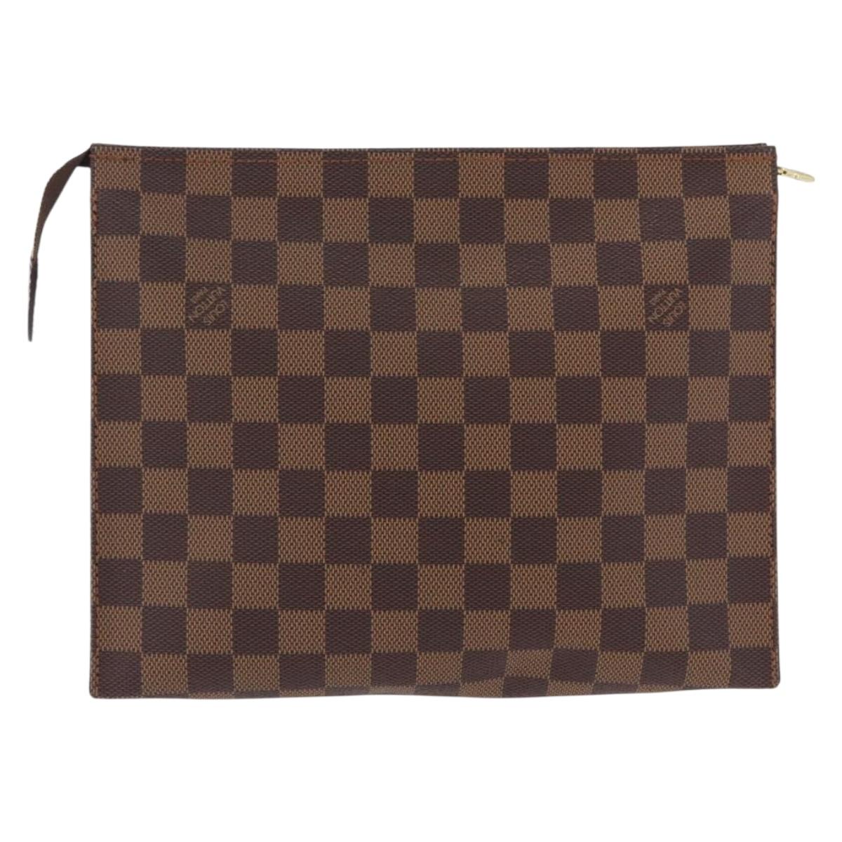LOUIS VUITTON Damier Ebene Poche Toilette 26 Pouch N47543 LV Auth 192012