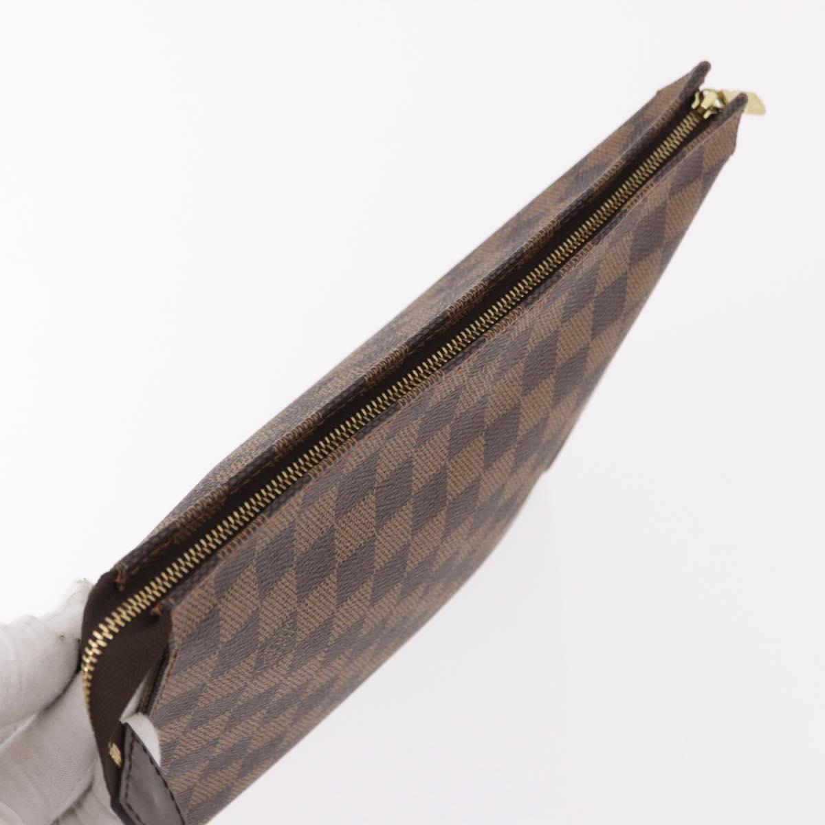 LOUIS VUITTON Damier Ebene Poche Toilette 26 Pouch N47543 LV Auth 192012