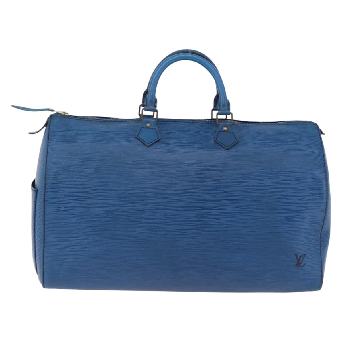 LOUIS VUITTON Epi Speedy 40 Hand Bag Toledo Blue M42985 LV Auth 192027