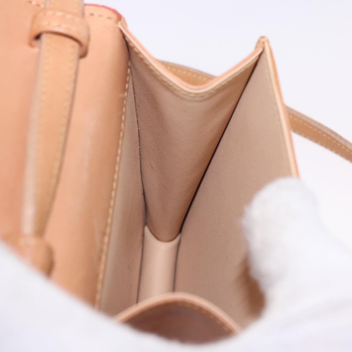 CELINE C Macadam Canvas Shoulder Wallet Suede Pink Gold Auth 192028A