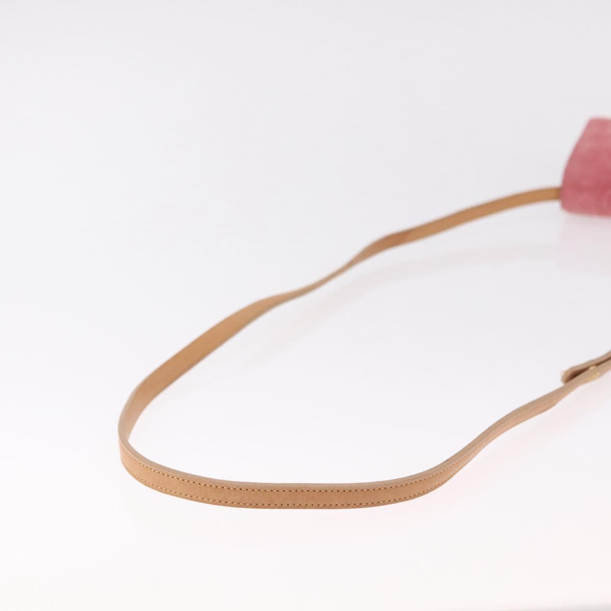CELINE C Macadam Canvas Shoulder Wallet Suede Pink Gold Auth 192028A