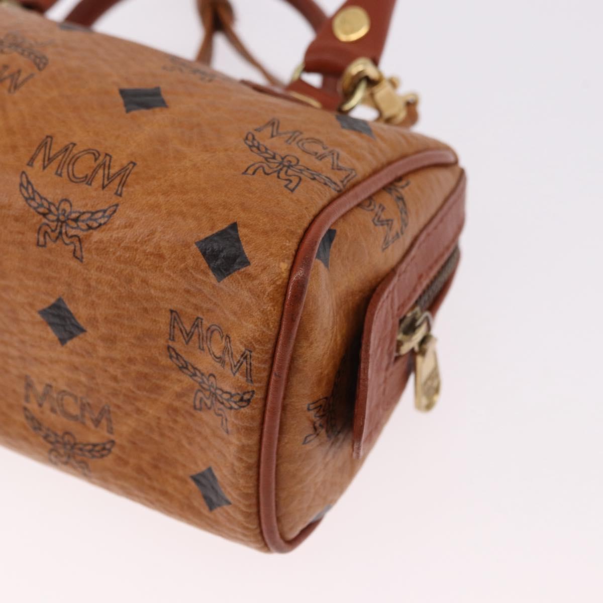 MCM Logogram Vicetos Mini Boston Bag PVC Leather 2way Brown Gold Auth 192029A