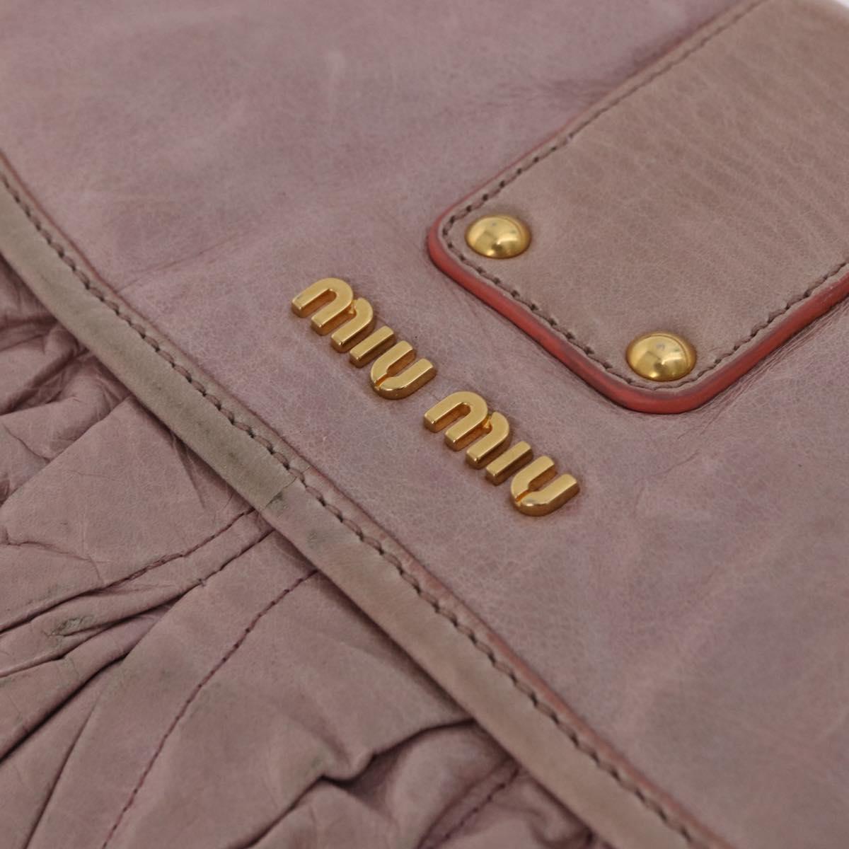 Miu Miu Matelasse Shoulder Bag Leather Pink Gold Auth 192030A