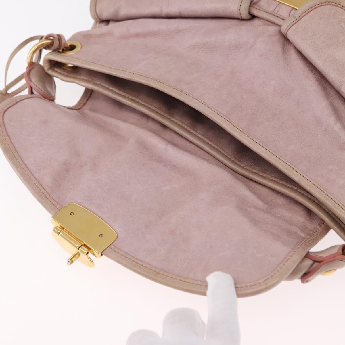 Miu Miu Matelasse Shoulder Bag Leather Pink Gold Auth 192030A