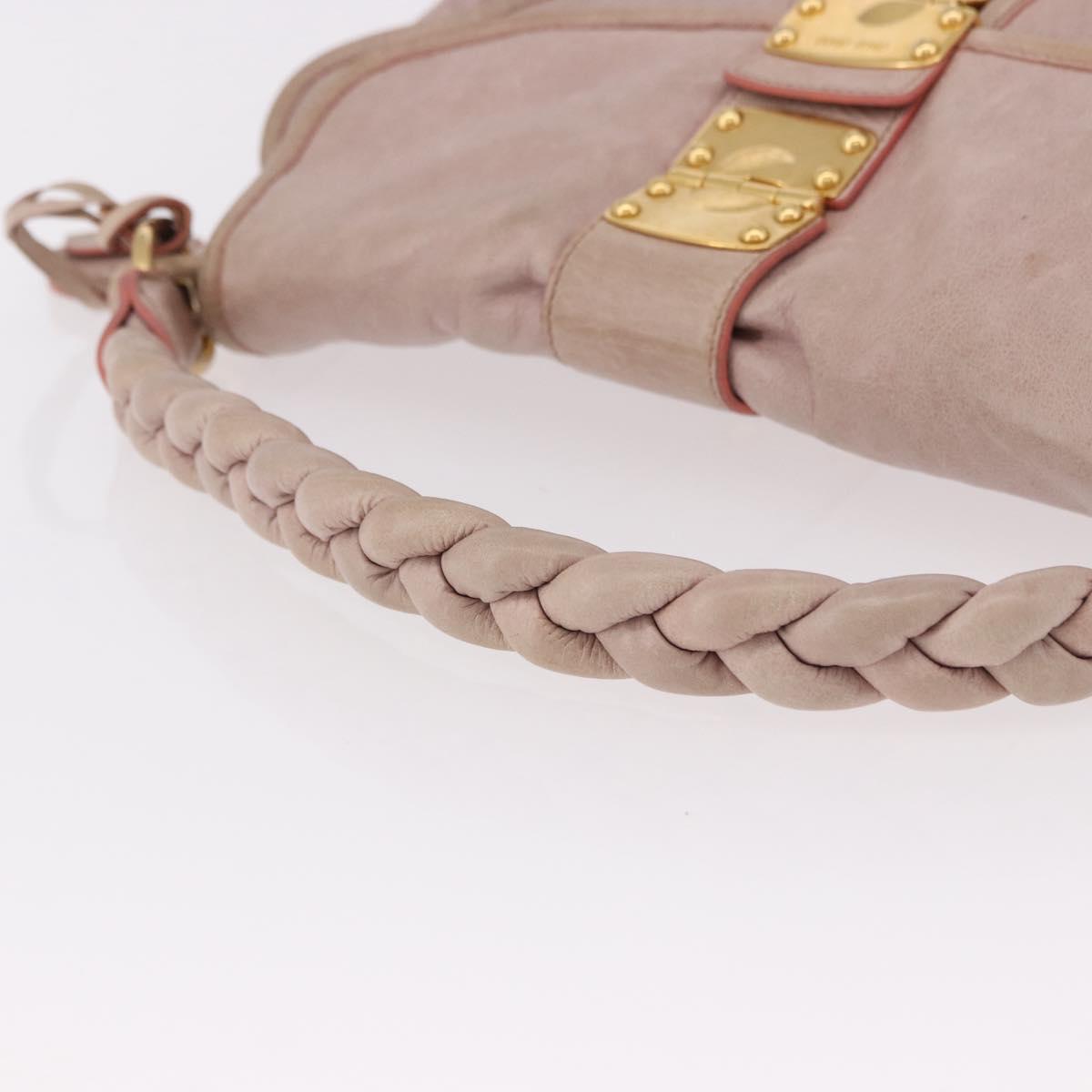 Miu Miu Matelasse Shoulder Bag Leather Pink Gold Auth 192030A