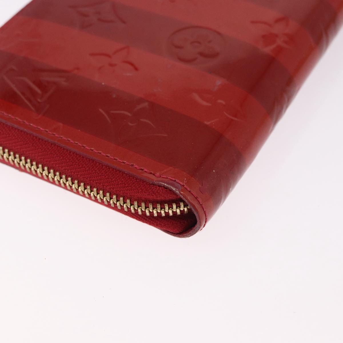 LOUIS VUITTON Vernis Rayure Zippy Long Wallet Pomme D'amour M91718 Auth 192031