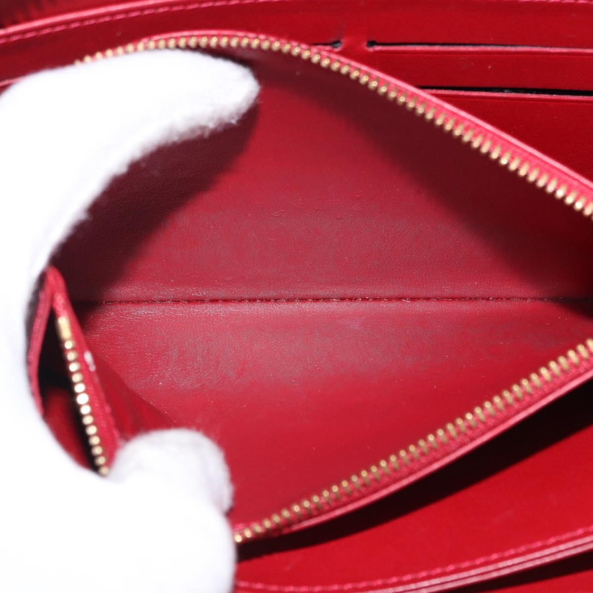 LOUIS VUITTON Vernis Rayure Zippy Long Wallet Pomme D'amour M91718 Auth 192031