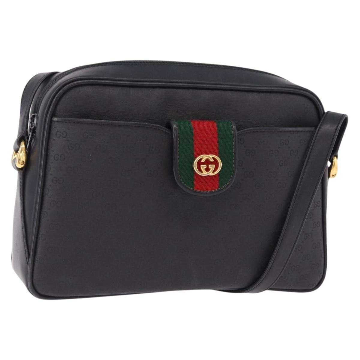 GUCCI Micro GG Supreme Web Sherry Line Bag PVC Black 001 098 4073 Auth 192034