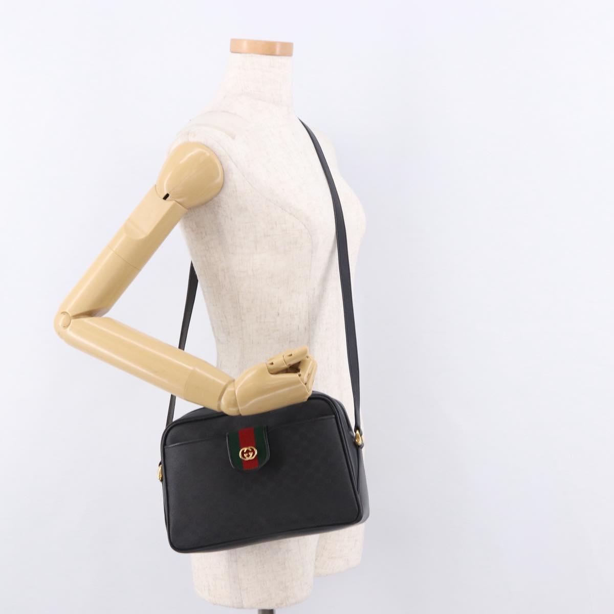 GUCCI Micro GG Supreme Web Sherry Line Bag PVC Black 001 098 4073 Auth 192034