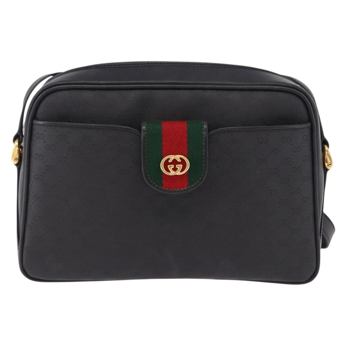 GUCCI Micro GG Supreme Web Sherry Line Bag PVC Black 001 098 4073 Auth 192034