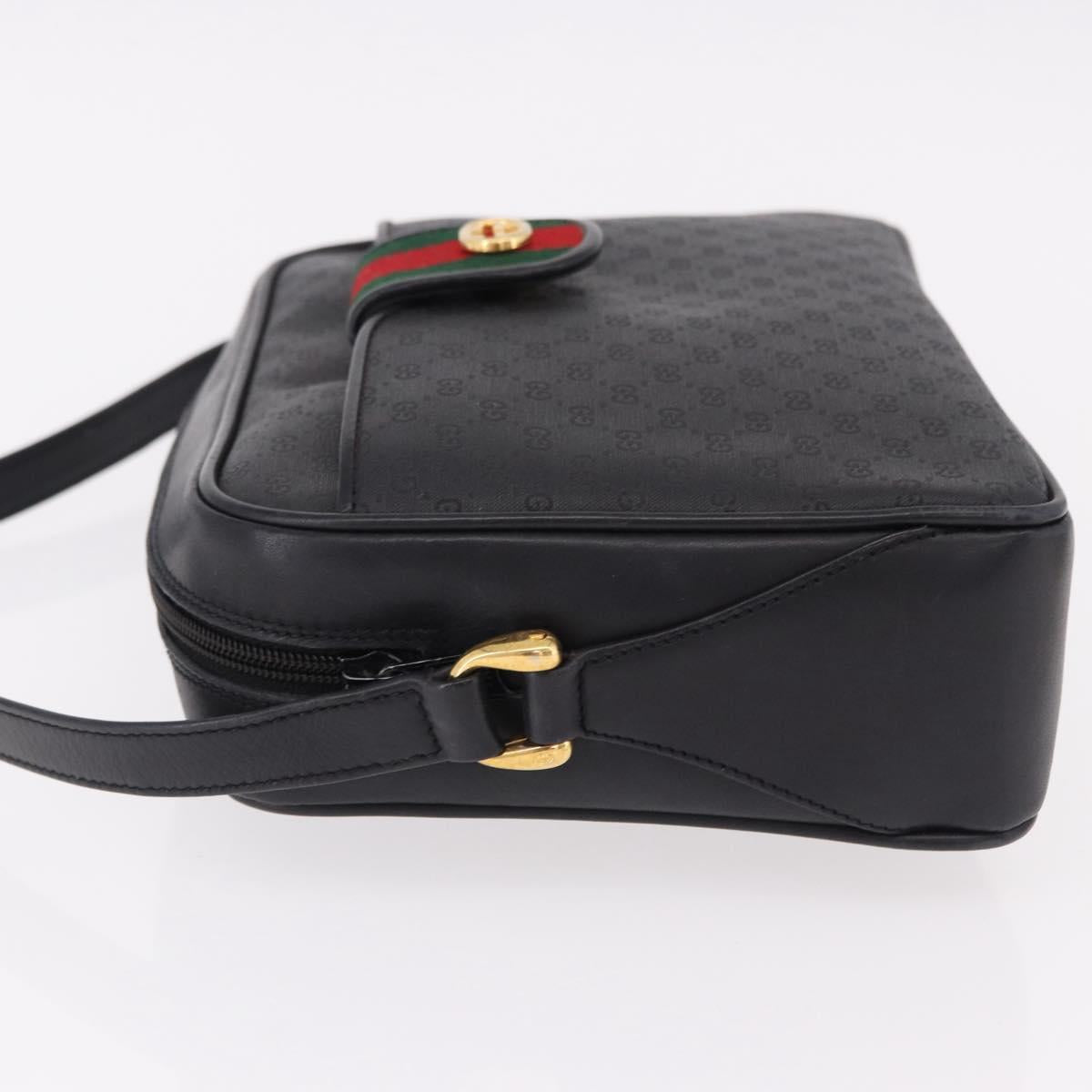 GUCCI Micro GG Supreme Web Sherry Line Bag PVC Black 001 098 4073 Auth 192034