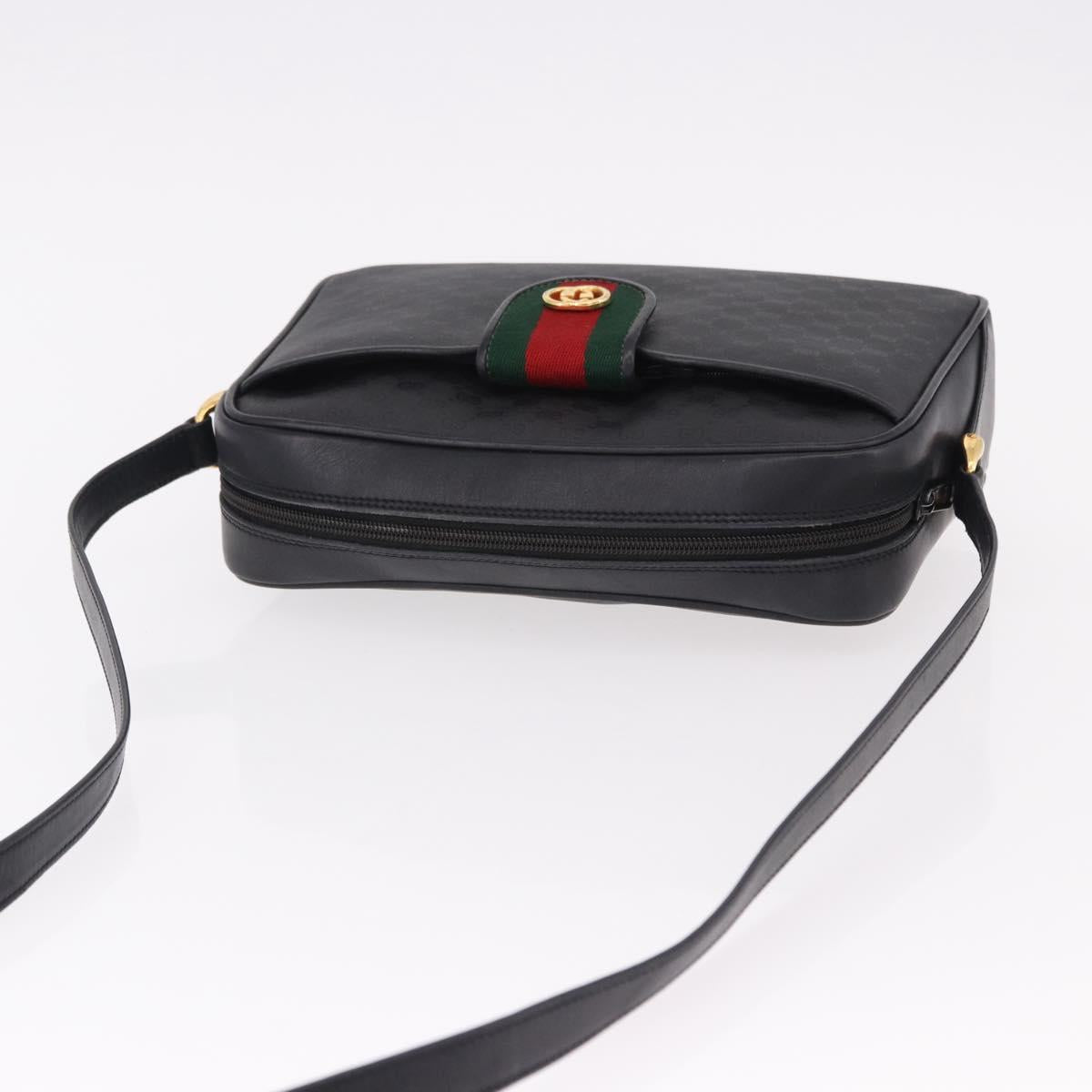 GUCCI Micro GG Supreme Web Sherry Line Bag PVC Black 001 098 4073 Auth 192034