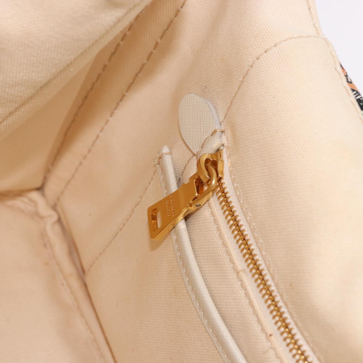 PRADA Canapa M Hand Bag Canvas Ivory Gold Auth 192036A