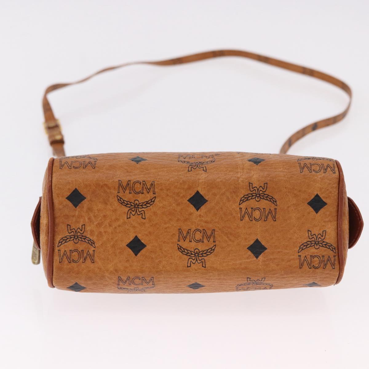 MCM Logogram Vicetos Mini Boston Bag PVC Leather 2way Brown Gold Auth 192038