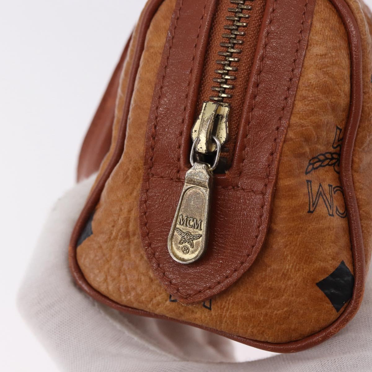 MCM Logogram Vicetos Mini Boston Bag PVC Leather 2way Brown Gold Auth 192038