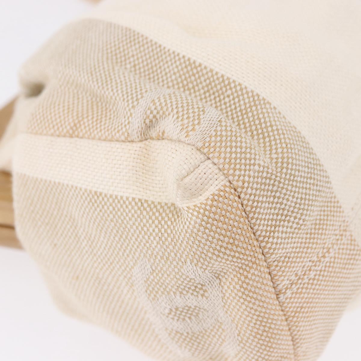 CHANEL Hand Bag Canvas Beige Gold CC Auth 192039V