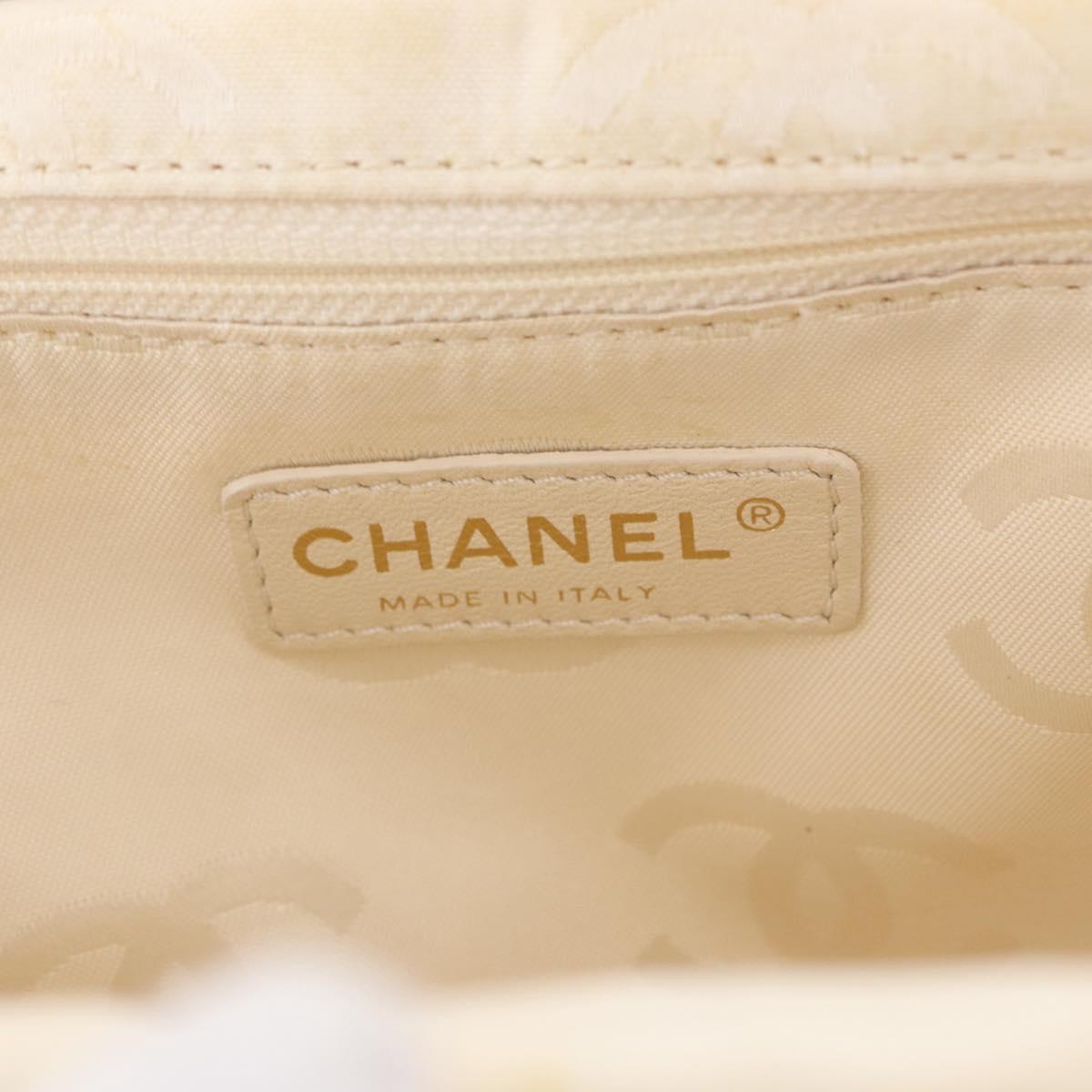 CHANEL Hand Bag Canvas Beige Gold CC Auth 192039V