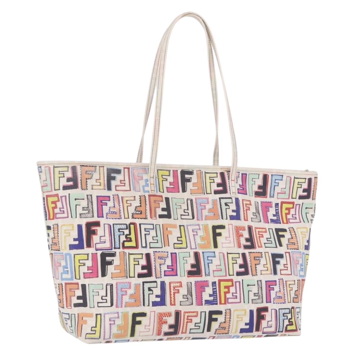 FENDI Zucca Canvas Tote Bag PVC Multicolor Gold Auth 192040A