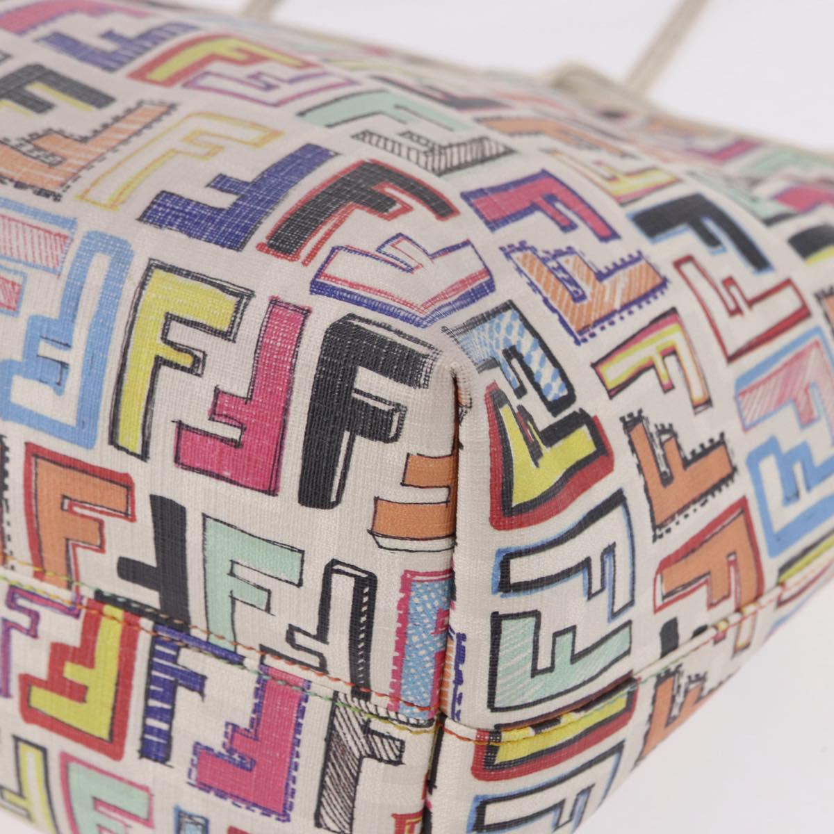 FENDI Zucca Canvas Tote Bag PVC Multicolor Gold Auth 192040A