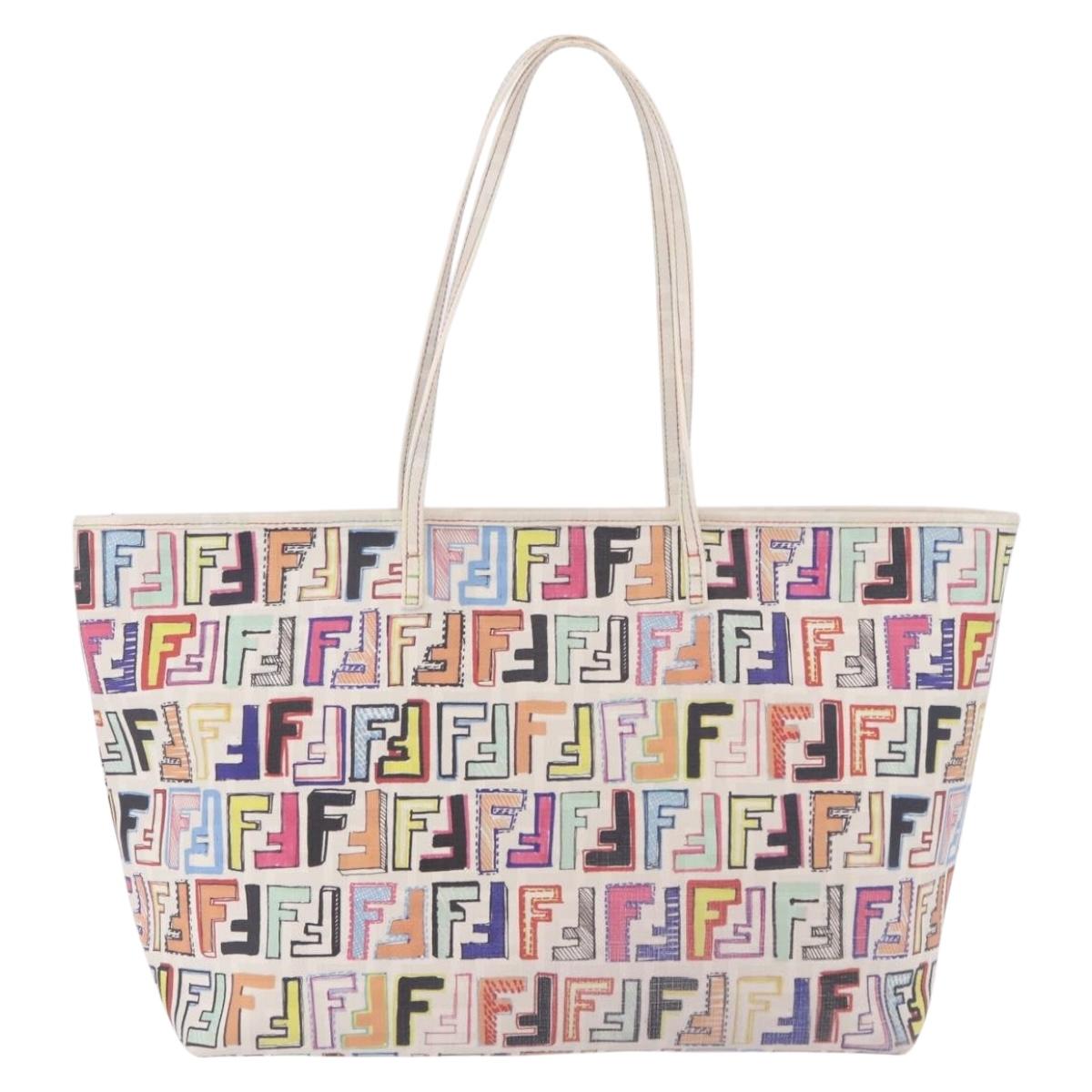 FENDI Zucca Canvas Tote Bag PVC Multicolor Gold Auth 192040A