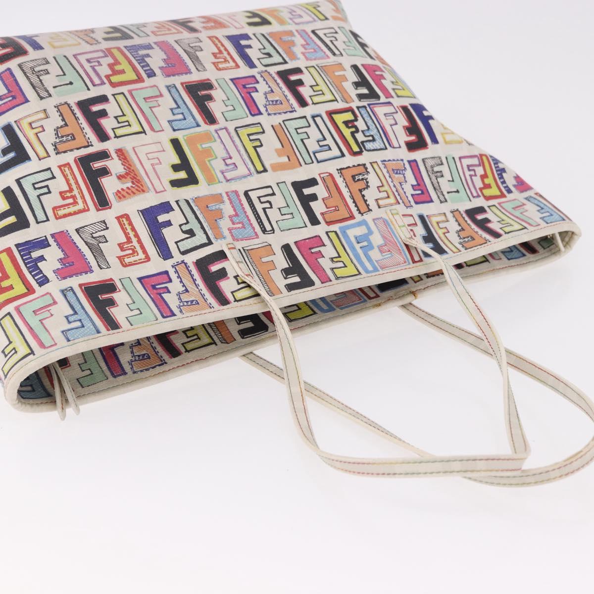 FENDI Zucca Canvas Tote Bag PVC Multicolor Gold Auth 192040A