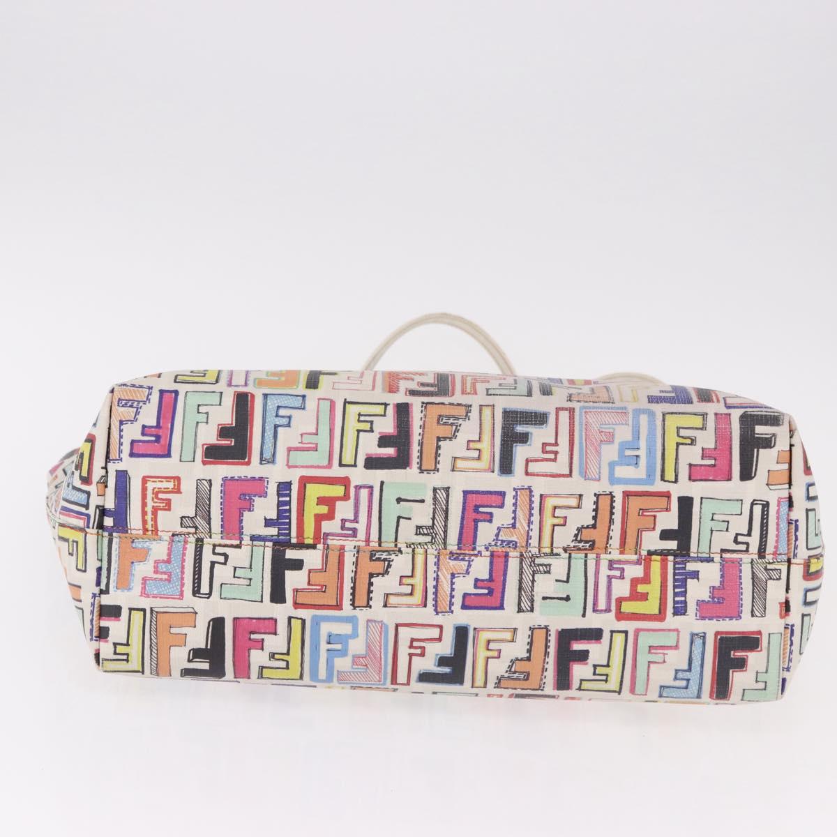 FENDI Zucca Canvas Tote Bag PVC Multicolor Gold Auth 192040A