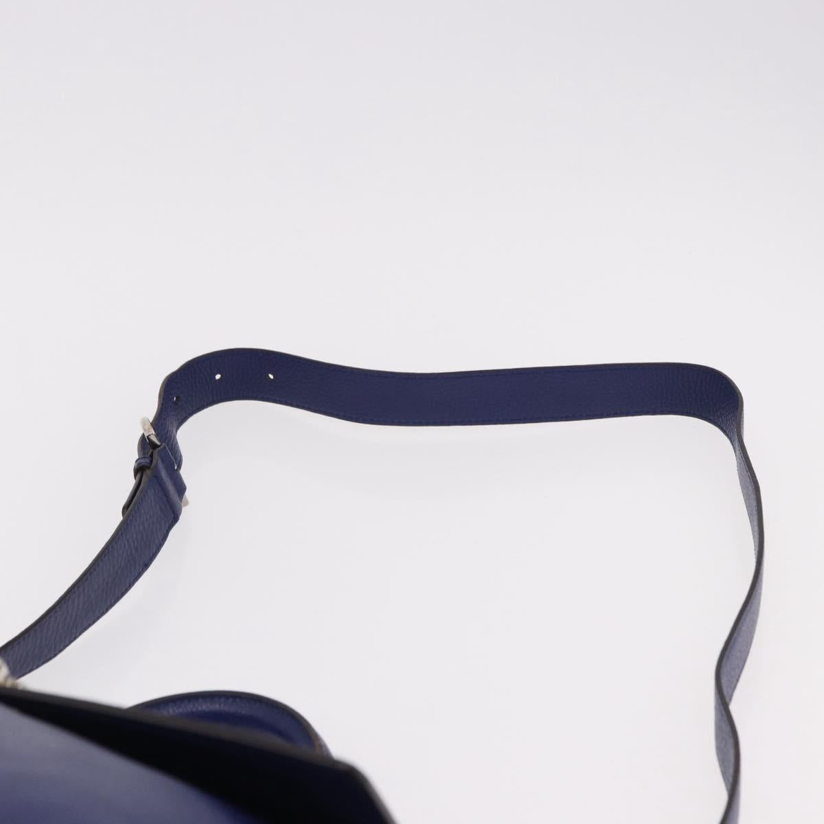 Salvatore Ferragamo Gancini Hand Bag Leather 2way Blue Silver Auth 192042A